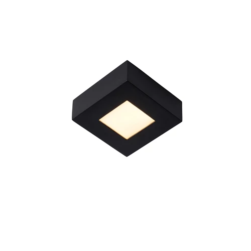 Lucide BRICE-LED - Plafonnière Badkamer - LED Dimb. - 1x8W 3000K - IP44 - Zwart - aangezet