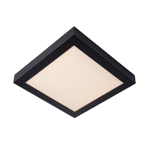 Lucide BRICE-LED - Deckenleuchte Badezimmer - LED Dim. - 1x30W 3000K - IP44 - Schwarz - eingeschaltet