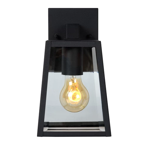 Lucide MATSLOT - Wandlamp Binnen/Buiten - 1xE27 - IP23 - Zwart - aangezet