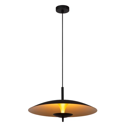 Lucide VULCAN - Suspension - Ø 47 cm - LED Dim. - 1x9W 3000K - Noir - allumé