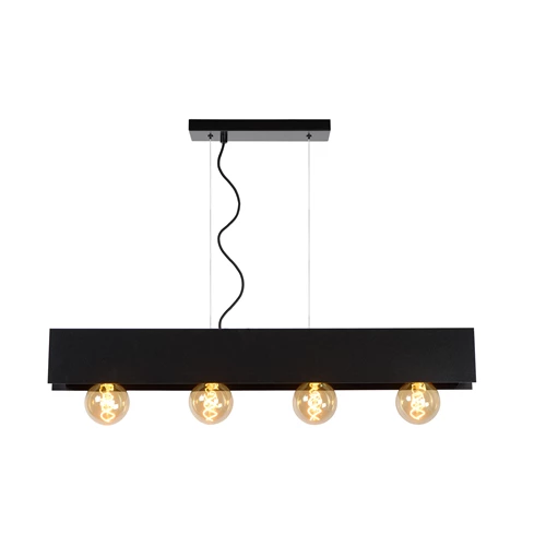 Lucide SURTUS - Hanglamp - 4xE27 - Zwart - aangezet