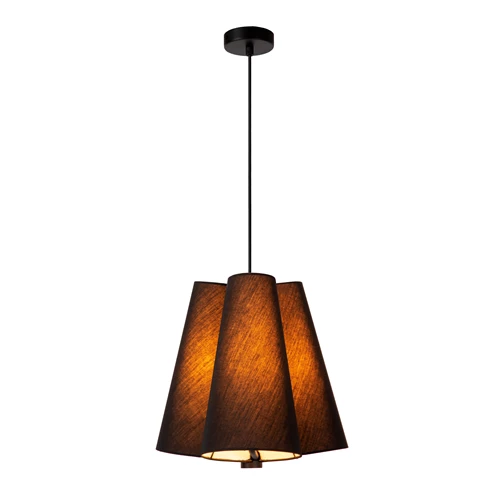 Lucide GREGORY - Hanglamp - Ø 34,3 cm - 3xE27 - Zwart - aangezet