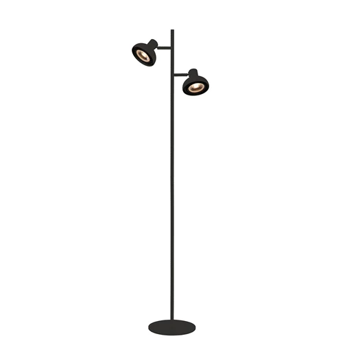 Lucide SENSAS - Vloerlamp - 2xGU10 (ES111) - Zwart - aangezet