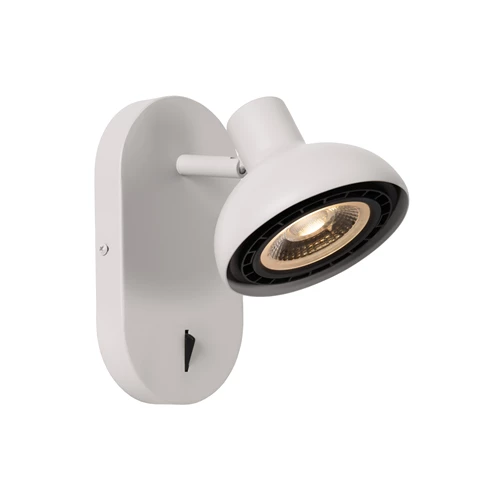 Lucide SENSAS - Bedlamp / Wandlamp - 1xGU10 (ES111) - Wit - aangezet 1
