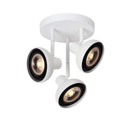 Lucide SENSAS - Spot plafond - Ø 25,8 cm - 3xGU10 (ES111) - Blanc - allumé 1