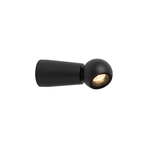 Lucide IPSOS - Wandlamp Badkamer - LED - 1x6W 2700K - IP54 - Zwart - aangezet