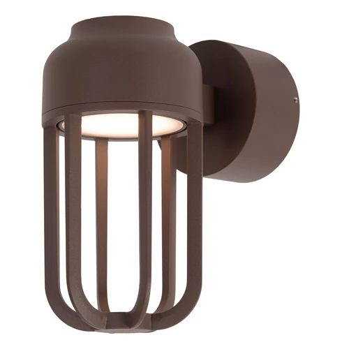 Lucide WELLS - Lámpara de pared Dentro/Fuera - Ø 10 cm - LED - 1x8W 2700K - IP54 - Marrón óxido | Essential - encendido 7