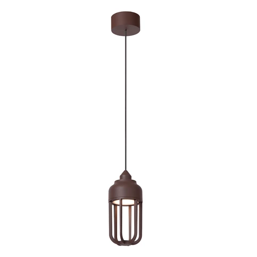 Lucide WELLS - Pendelleuchten Innen/Außen - Ø 10 cm - LED - 1x8W 2700K - IP54 - Rostfarbe | Essential - eingeschaltet 7