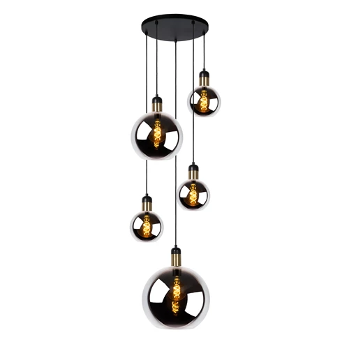Lucide JULIUS - Suspension - 5xE27 - Fumé - allumé 5