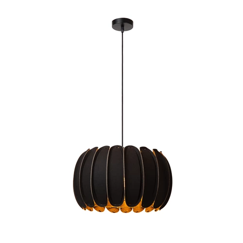 Lucide SPENCER - Hanglamp - Ø 40 cm - 1xE27 - Zwart - aangezet