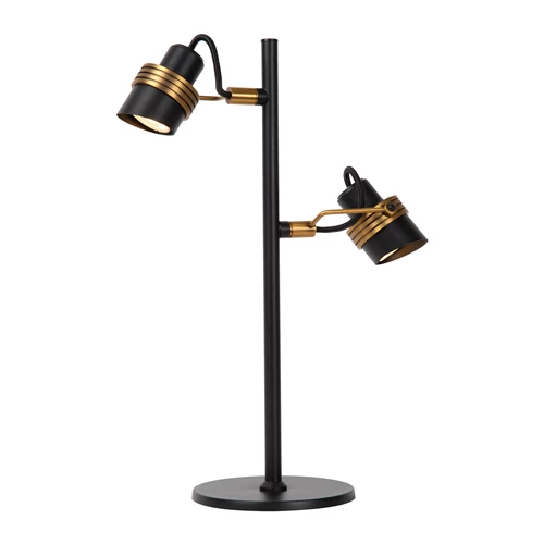 Lucide TUNDRAN - Tafellamp - 2xGU10 - Zwart - aangezet