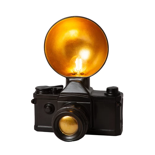 Lucide EXTRAVAGANZA CAMERA - Lampe de table - 1xE14 - Noir - allumé