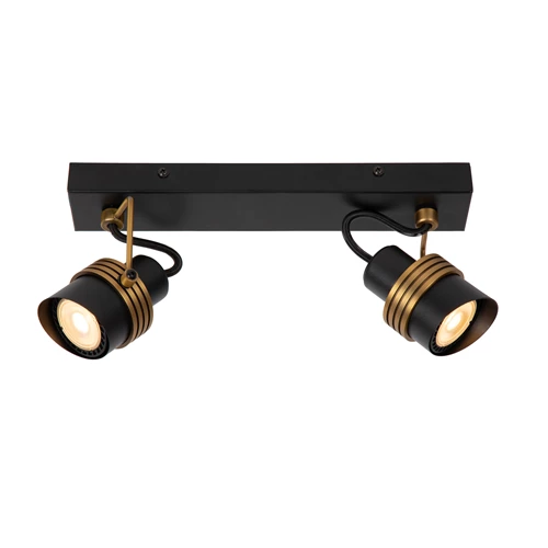 Lucide TUNDRAN - Spot plafond - 2xGU10 - Noir - allumé