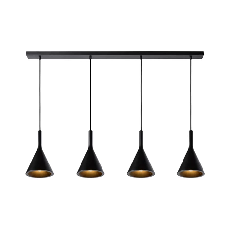 Lucide GIPSY - Hanglamp - 4xE27 - Zwart - aangezet
