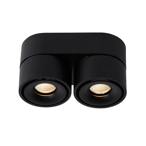 Lucide YUMIKO - Deckenstrahler - LED Dim. - 2x10W 2700K - Schwarz - eingeschaltet