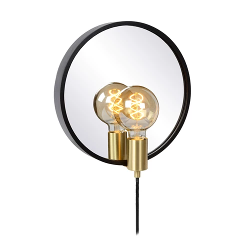 Lucide REFLEX - Mirror light - Ø 31 cm - 1xE27 - Black - turned on