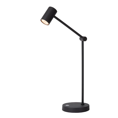 Lucide TIPIK - Lampe de bureau Rechargeable - Batterie/Piles - LED 3 StepDim - 1x3W 2700K - Noir - allumé