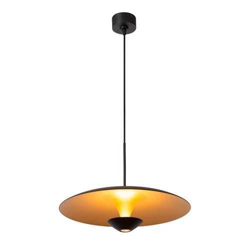 Lucide KENNETH - Suspension - Ø 40 cm - LED Dim. - 1x12W 2700K - Noir | Premium - allumé