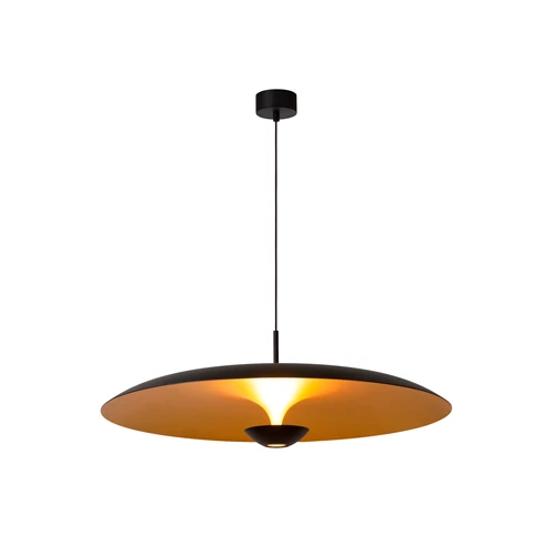Lucide KENNETH - Pendelleuchten - Ø 80 cm - LED Dim. - 1x22W 2700K - Schwarz | Premium - eingeschaltet