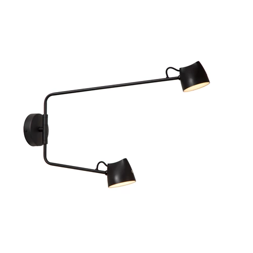 Lucide MILNE - Applique murale - LED Dim. - 2x8W 2700K - Noir - allumé
