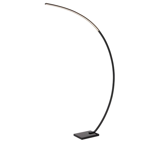 Lucide CURVE - Booglamp - LED Dimb. - 1x15W 2700K - Zwart - aangezet