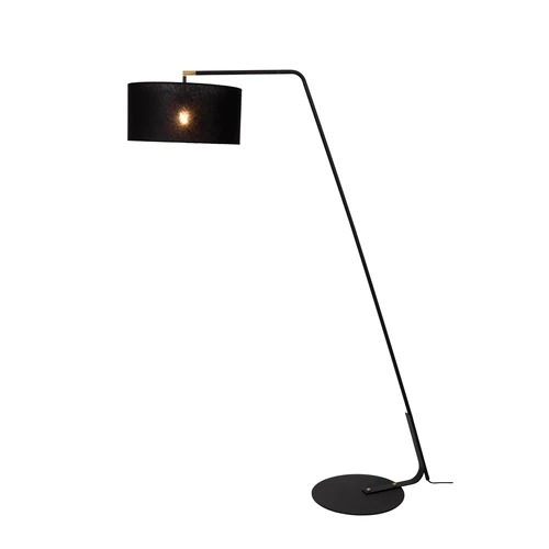 Lucide KELSO - Vloerlamp - 1xE27 - Zwart - aangezet
