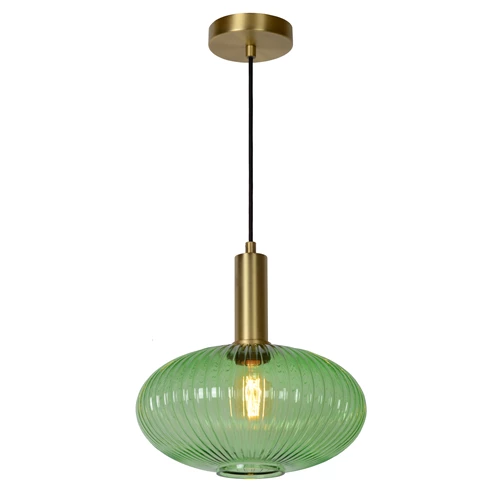 Lucide MALOTO - Lámpara colgante - Ø 30 cm - 1xE27 - Verde - encendido 3
