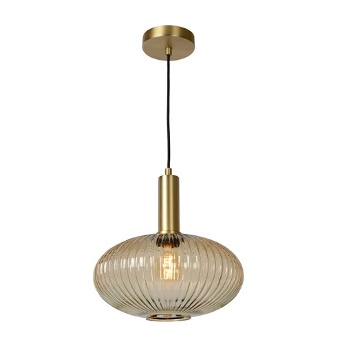 Lucide MALOTO - Pendant light - Ø 30 cm - 1xE27 - Amber - turned on 2