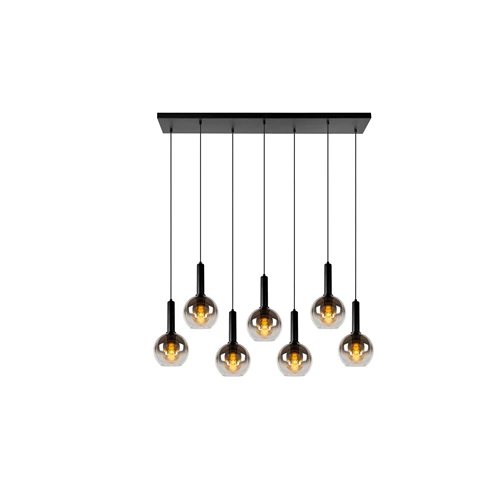 Lucide MARIUS - Pendant light - 7xE27 - Black - turned on