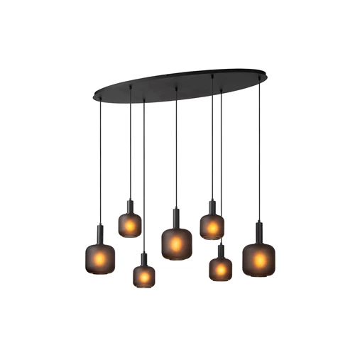 Lucide ELOISE - Pendelleuchten - 7xE27 - Schwarz - eingeschaltet
