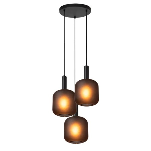 Lucide ELOISE - Lámpara colgante - Ø 40 cm - 3xE27 - Negro - encendido