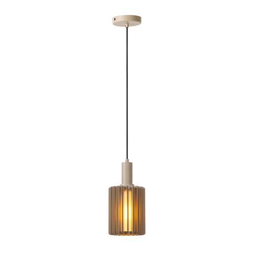 Lucide LAMBRES - Pendelleuchten - Ø 15 cm - 1xE27 - Taupe - eingeschaltet 1