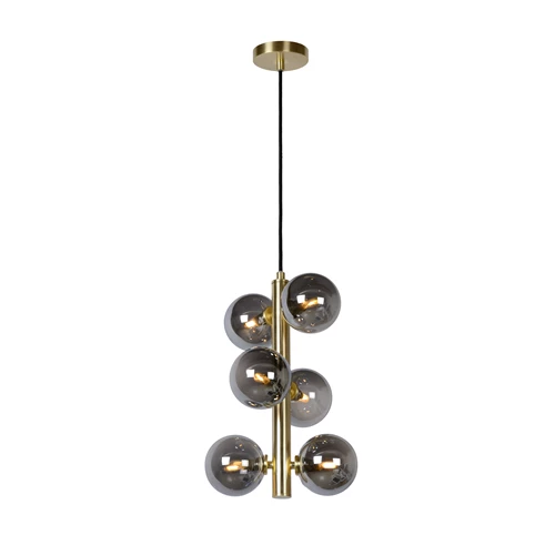 Lucide TYCHO - Lámpara colgante - Ø 25,5 cm - 6xG9 - Oro mate / Latón - encendido 2