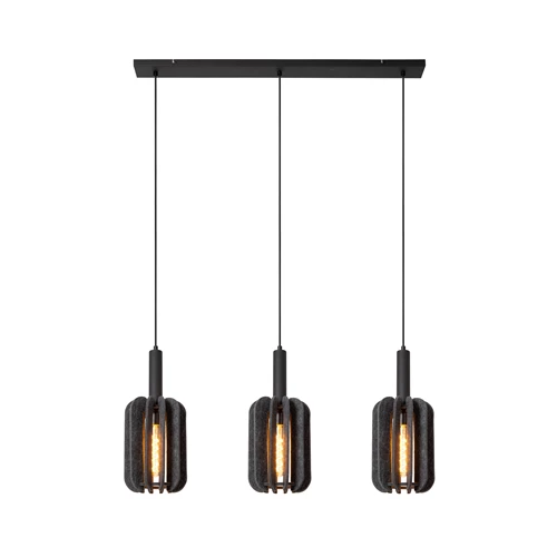 Lucide RAFAL - Pendant light - 3xE27 - Grey - turned on 6