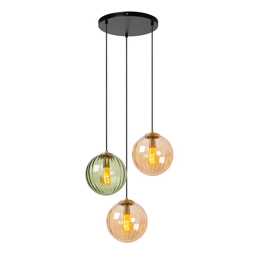 Lucide MONSARAZ - Suspension - Ø 35 cm - 3xE27 - Vert - allumé 3