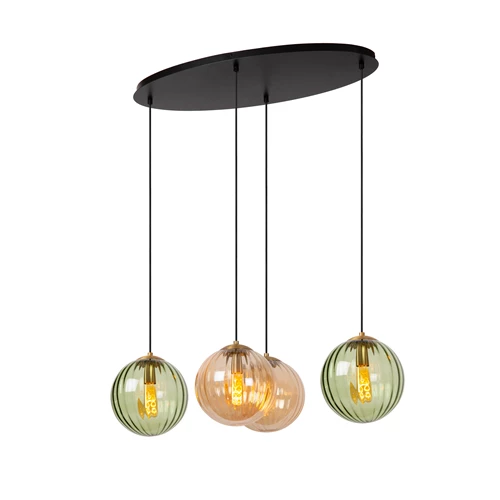 Lucide MONSARAZ - Pendant light - 4xE27 - Green - turned on 3