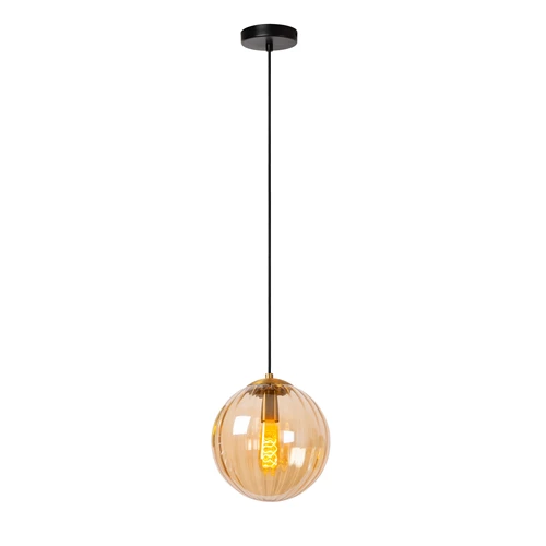 Lucide MONSARAZ - Suspension - Ø 25 cm - 1xE27 - Ambre - allumé 2