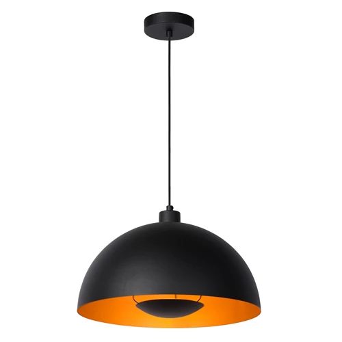 Lucide SIEMON - Hanglamp - Ø 40 cm - 1xE27 - Zwart - aangezet