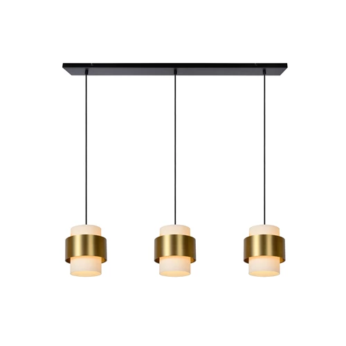 Lucide FIRMIN - Hanglamp - 3xE27 - Mat Goud / Messing - aangezet 2