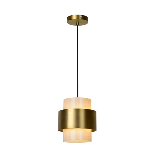 Lucide FIRMIN - Pendant light - Ø 20 cm - 1xE27 - Matt Gold / Brass - turned on 2