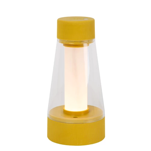 Lucide LORALI - Oplaadbare Tafellamp Binnen/Buiten - Accu/Batterij - Ø 7,7 cm - LED Dimb. - 1x1,2W 2600K/3000K - IP44 - Okergeel - aangezet 4