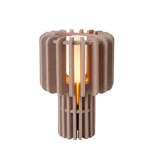 Lucide ROLLO - Tafellamp - 1xE27 - Taupe - aangezet 1