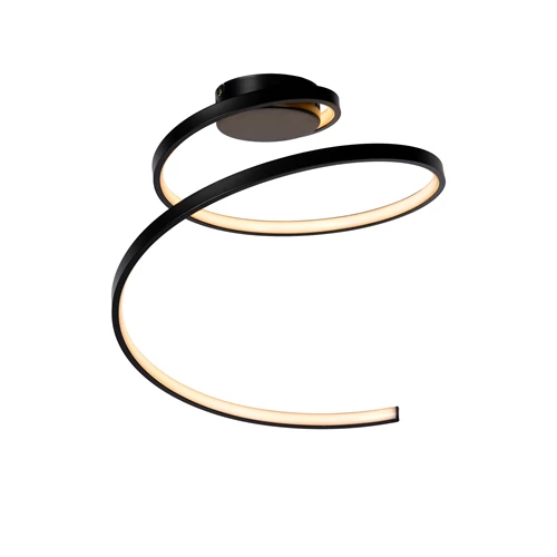 Lucide MAXENCE - Plafonnier - Ø 46 cm - LED 3 StepDim - 1x24W 3000K - Noir - allumé