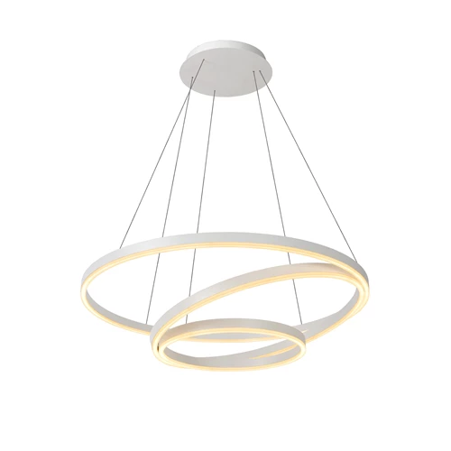 Lucide TRINITI - Lámpara colgante - Ø 80 cm - LED Regul. - 3000K - Blanco - encendido 1