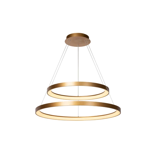 Lucide VIDAL - Hanglamp - Ø 78 cm - LED Dimb. - 1x92W 2700K - Mat Goud / Messing | Premium - aangezet 2