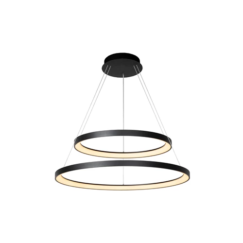 Lucide VIDAL - Pendelleuchten - Ø 78 cm - LED Dim. - 1x92W 2700K - Schwarz | Premium - eingeschaltet