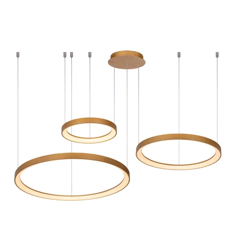 Lucide VIDAL - Suspension - Ø 78 cm - LED Dim. - 1x120W 2700K - Or Mat / Laiton | Premium - allumé 2