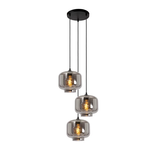 Lucide MEDINE - Lámpara colgante - Ø 46 cm - 3xE27 - Ahumado - encendido 5