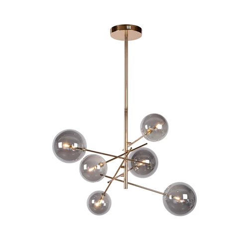Lucide ALARA - Lámpara colgante - Ø 72 cm - LED - G4 - 6x1,5W 2700K - Oro - encendido