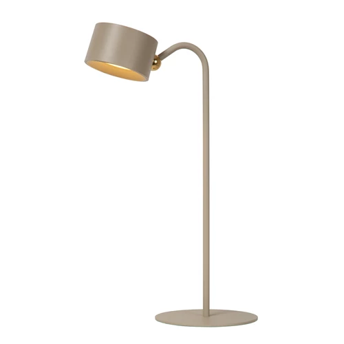 Lucide JOLAN - Lámpara de escritorio Recargable/Lámpara de pinza/Aplique de pared - Batería/acumulador - LED Dim to warm - 1x3,5W 2700K/5700K - Taupe - encendido 1